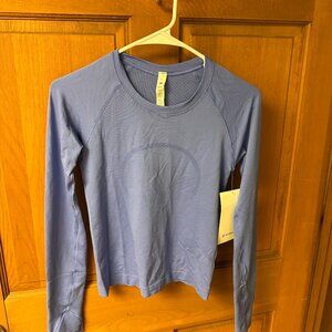 Lululemon Women Swiftly Tech LS 2.0 *Race  Blue Long Sleeve Shirt Size 4  NEW!!